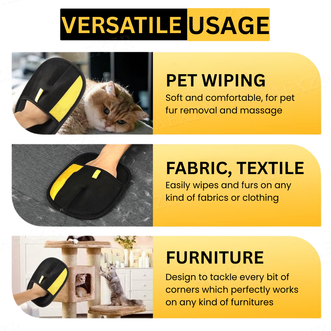 AEXZR® Pet Magic Grooming Glove💰 Stop Feeding the Lint Roller. Start Wiping Fur Away.
