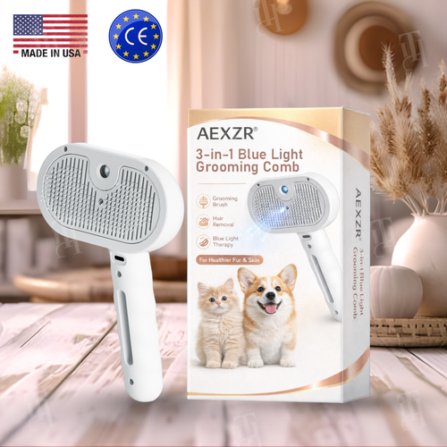 AEXZR® 3-in-1 Blue Light Grooming Comb🧼 Banish Pet Odor & Shedding in 5 Minutes!