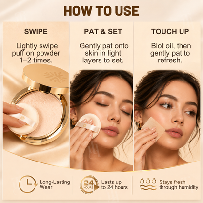 Dobshow® 3-IN-1 Waterproof Setting Matte Powder Compact👋 Bye-Bye Shine, Hello Airbrush Finish – All Day.
