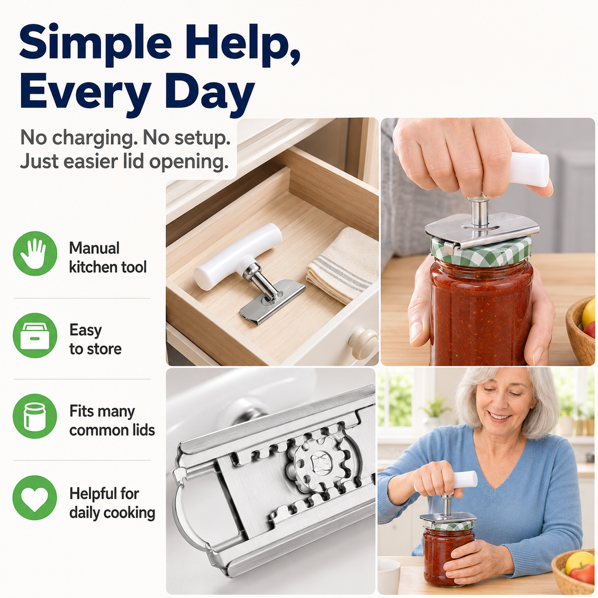 Stainless Steel Jar Opener & Bottle Lid Remover