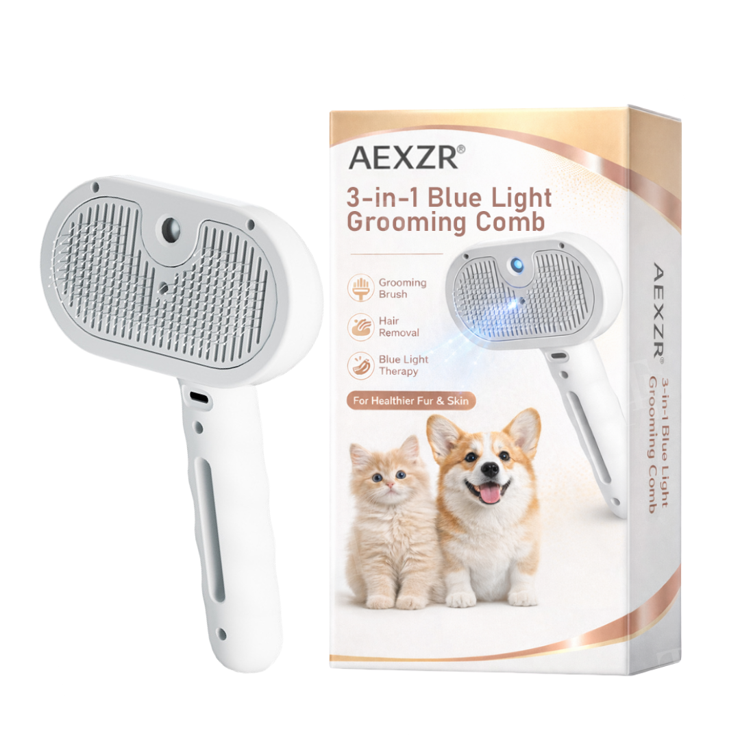AEXZR® 3-in-1 Blue Light Grooming Comb🧼 Banish Pet Odor & Shedding in 5 Minutes!