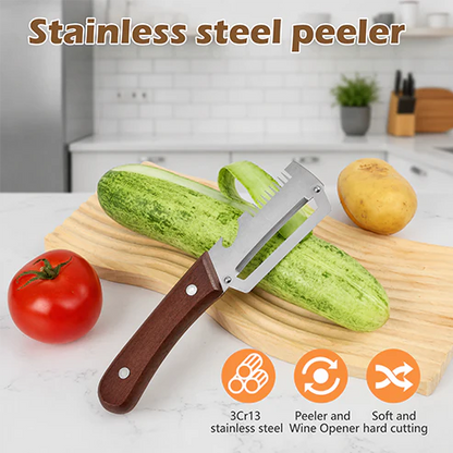 ZAVELY™ 4-in-1 Vegetable Peeler IEasy Kitchen Tool🍻 Peel & Pop – One Tool, Two Jobs Done in Seconds