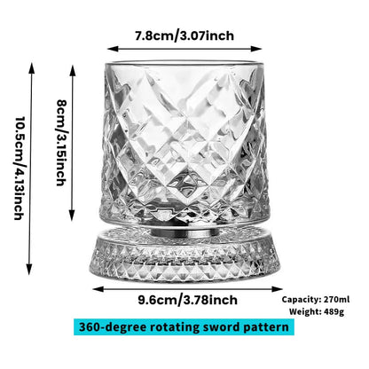 Luxury 360° Spinning Crystal Glass – Star-Cut Stress Relief Whiskey & Wine Glass, Elegant European Barware Gift，Rotating Glass Cup Spinning Glass Cup