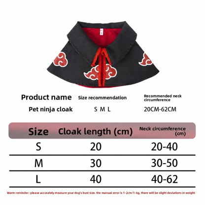 Akatsuki Pet Cloak Cosplay Costume – Anime Ninja Cape for Cats and Dogs, Comfortable Party Outfit and Photo Prop