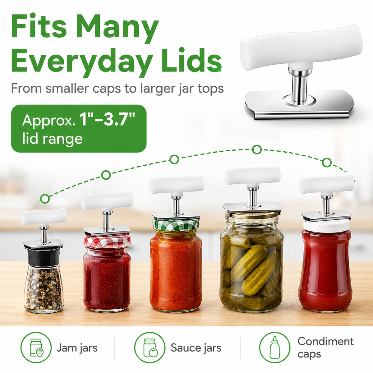 Stainless Steel Jar Opener & Bottle Lid Remover