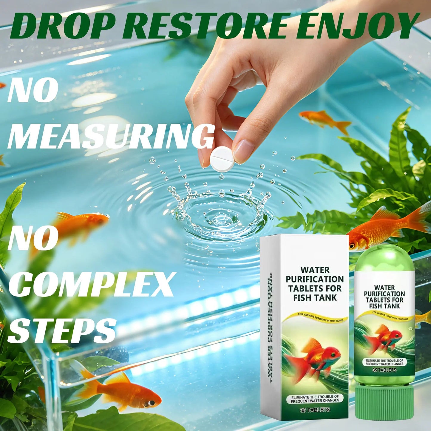 Aquarium Water Purification Tablets, Water Quality Dedicated to Clean Deodorizing Algae Stains Sludge Clear Fish Pond Aquarium Water Purification Tablets for Fish Pond Cleaner Eliminates Cloudy Substances Safely Removes Algae Stains