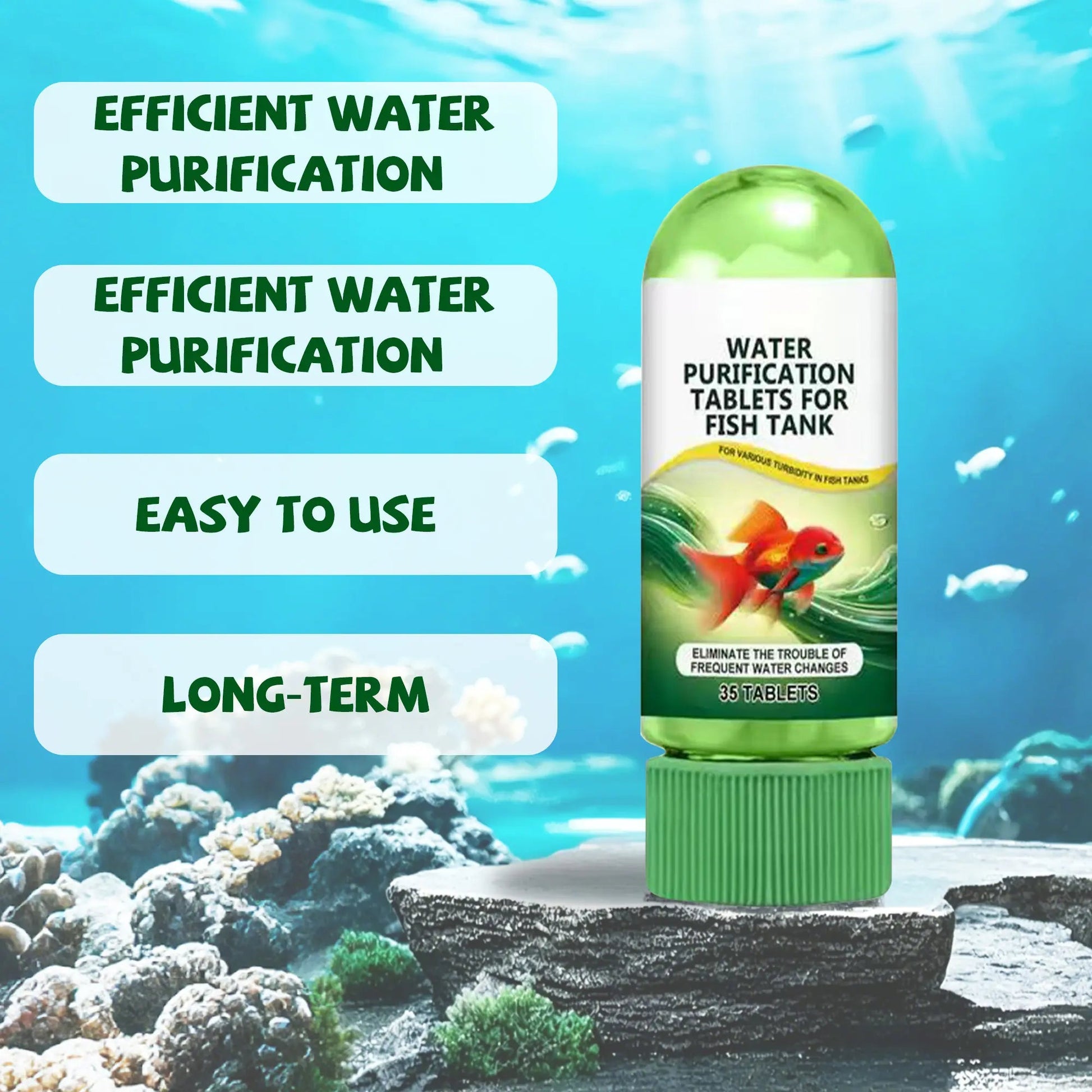 Aquarium Water Purification Tablets, Water Quality Dedicated to Clean Deodorizing Algae Stains Sludge Clear Fish Pond Aquarium Water Purification Tablets for Fish Pond Cleaner Eliminates Cloudy Substances Safely Removes Algae Stains