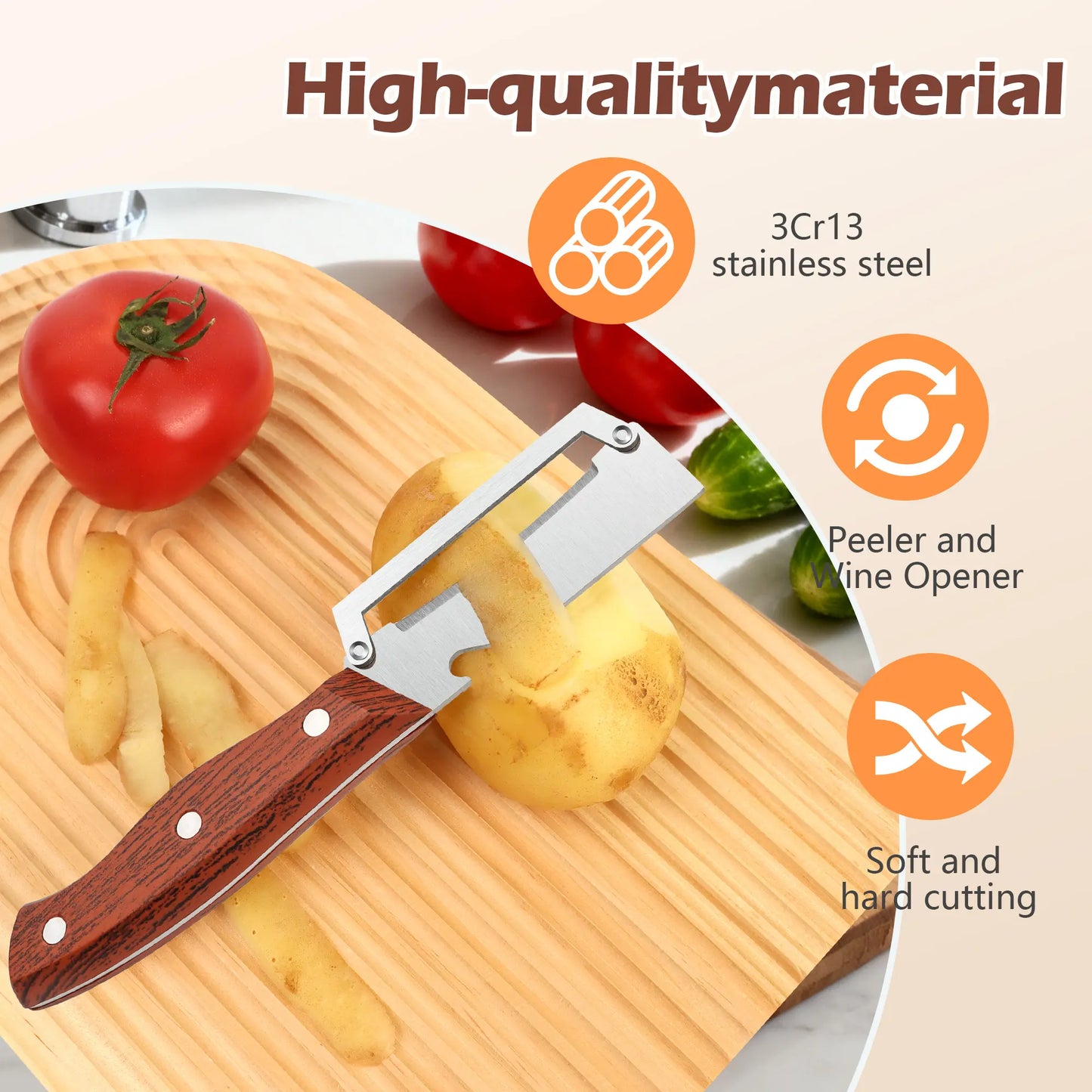 ZAVELY™ 4-in-1 Vegetable Peeler IEasy Kitchen Tool🍻 Peel & Pop – One Tool, Two Jobs Done in Seconds