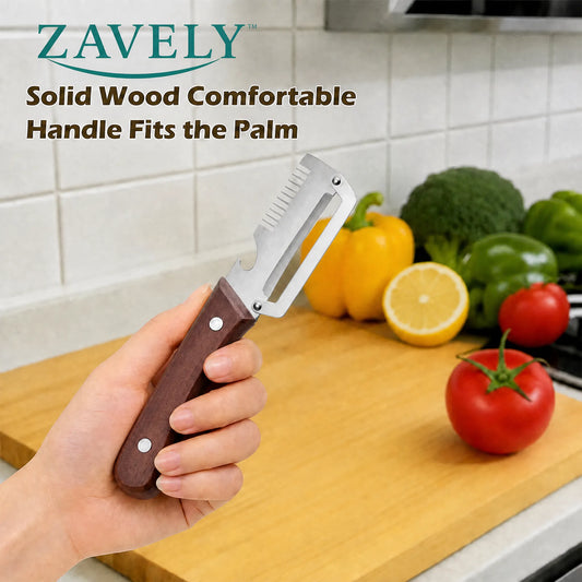ZAVELY™ 4-in-1 Wooden Vegetable Peeler & Bottle Opener