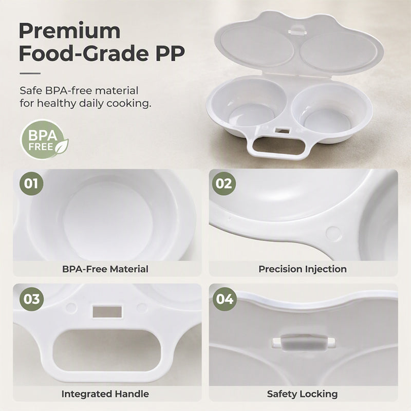 🥚Microwave Egg Poacher –🍳Dual‑cavity, non‑stick & easy clean. Healthier than frying