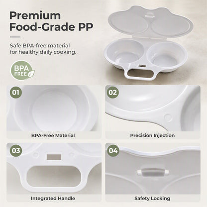 🥚Microwave Egg Poacher –🍳Dual‑cavity, non‑stick & easy clean. Healthier than frying